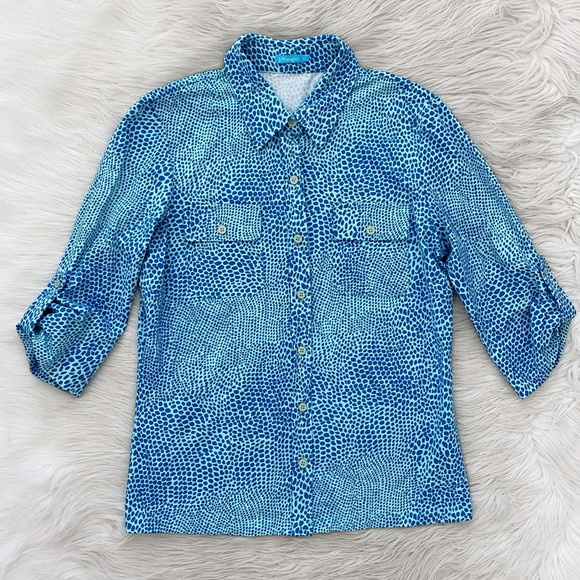 J. McLaughlin Tops - J. McLaughlin Light Blue Animal Print Sport Dot Catalina
Cloth Monroe Top Shirt